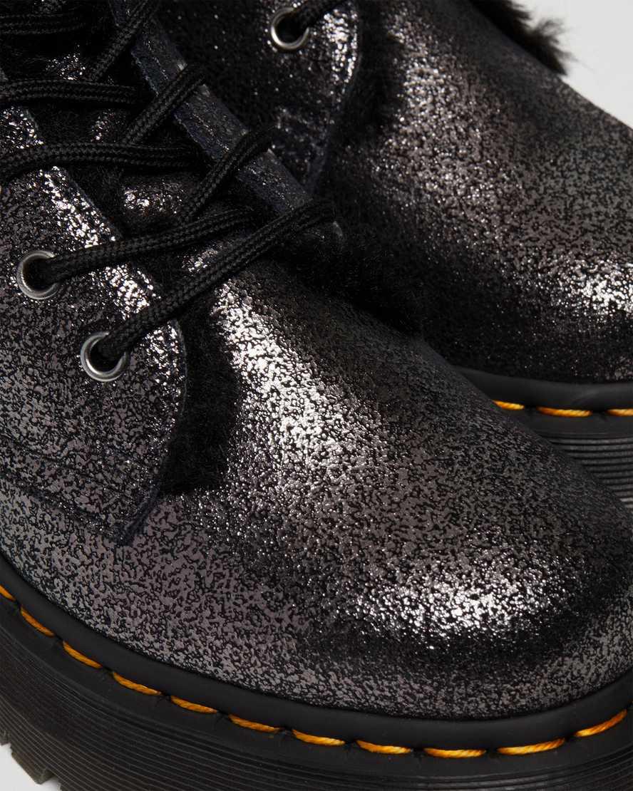 Botines Dr Martens Jadon Boot Faux Fur-Lined Metallic Leather Platforms Mujer Negras  España |  95716-WIZT