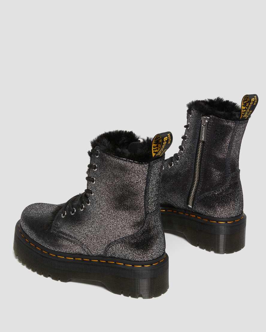 Botines Dr Martens Jadon Boot Faux Fur-Lined Metallic Leather Platforms Mujer Negras  España |  95716-WIZT
