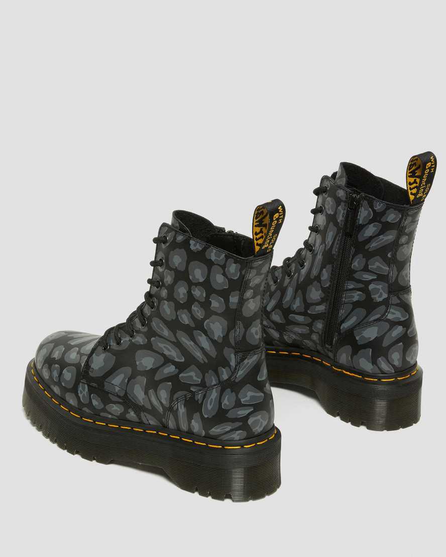 Botines Dr Martens Jadon Boot Leopard Print Platforms Hombre Negras  España |  69531-MTCA