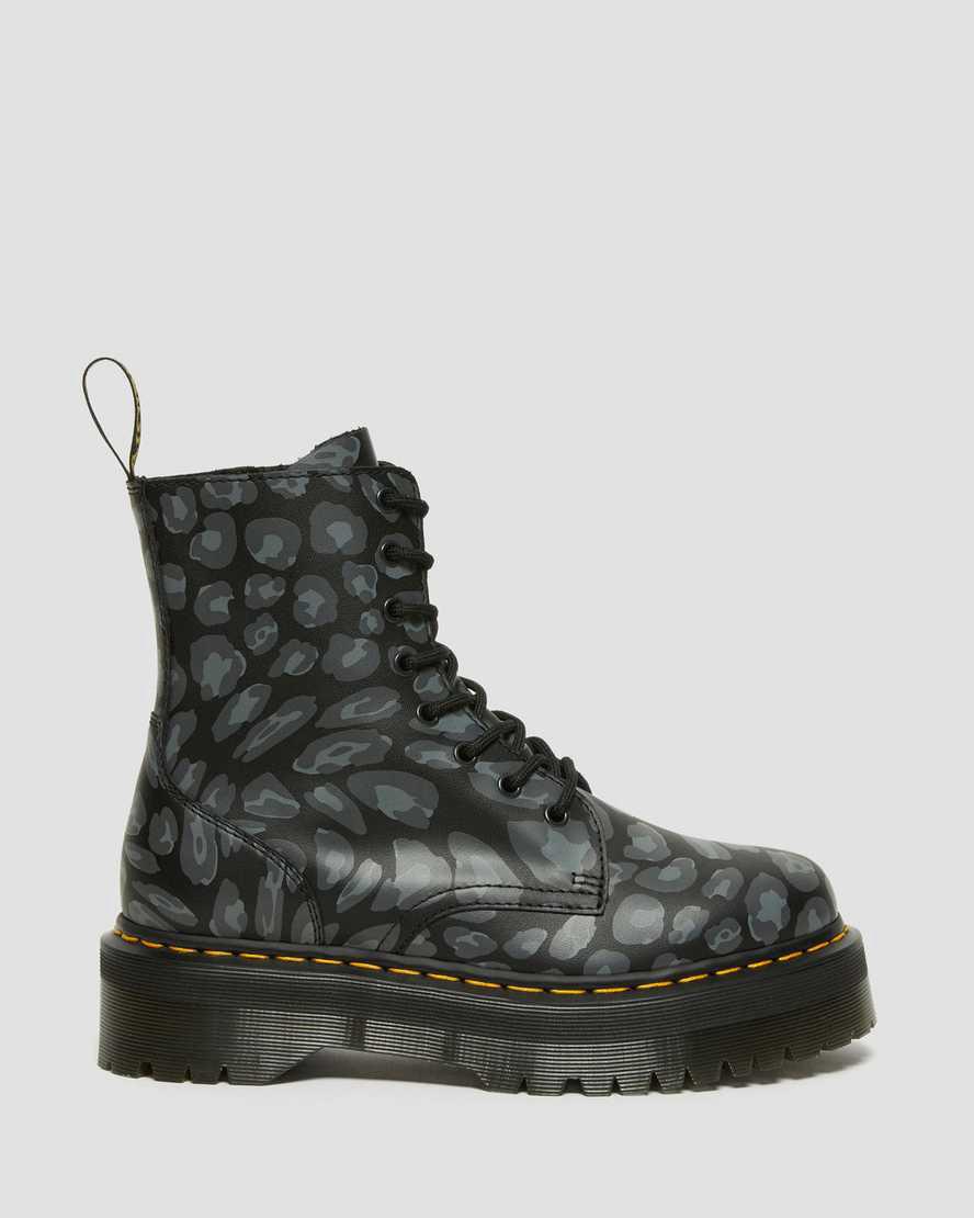 Botines Dr Martens Jadon Boot Leopard Print Platforms Hombre Negras  España |  69531-MTCA