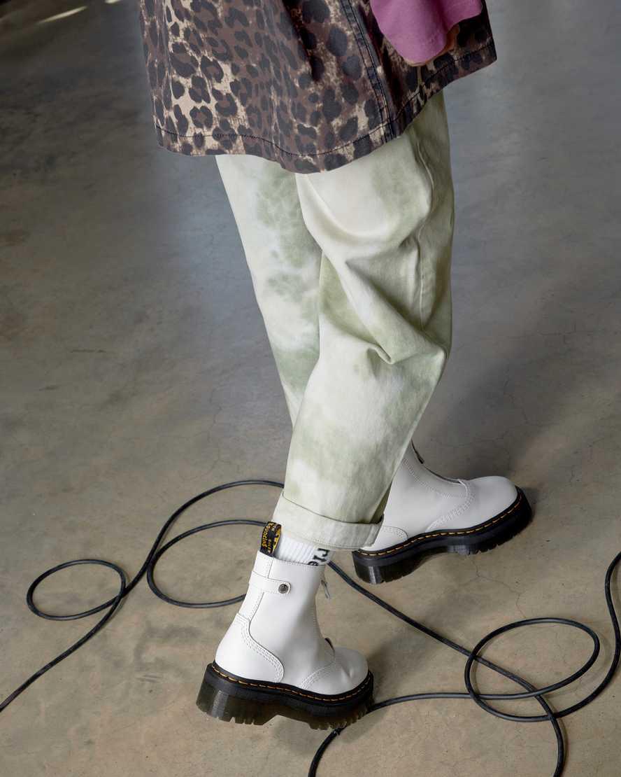Botines Dr Martens Jetta Zipped Sendal Leather Platform Mujer Blancas  España |  96704-PMTH