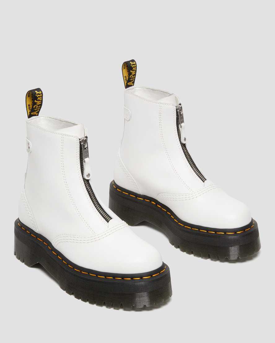 Botines Dr Martens Jetta Zipped Sendal Leather Platform Mujer Blancas  España |  96704-PMTH