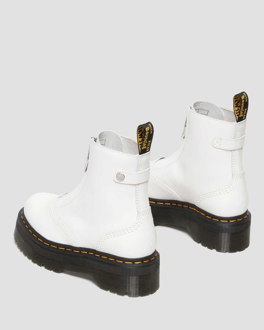 Botines Dr Martens Jetta Zipped Sendal Leather Platform Mujer Blancas  España |  96704-PMTH