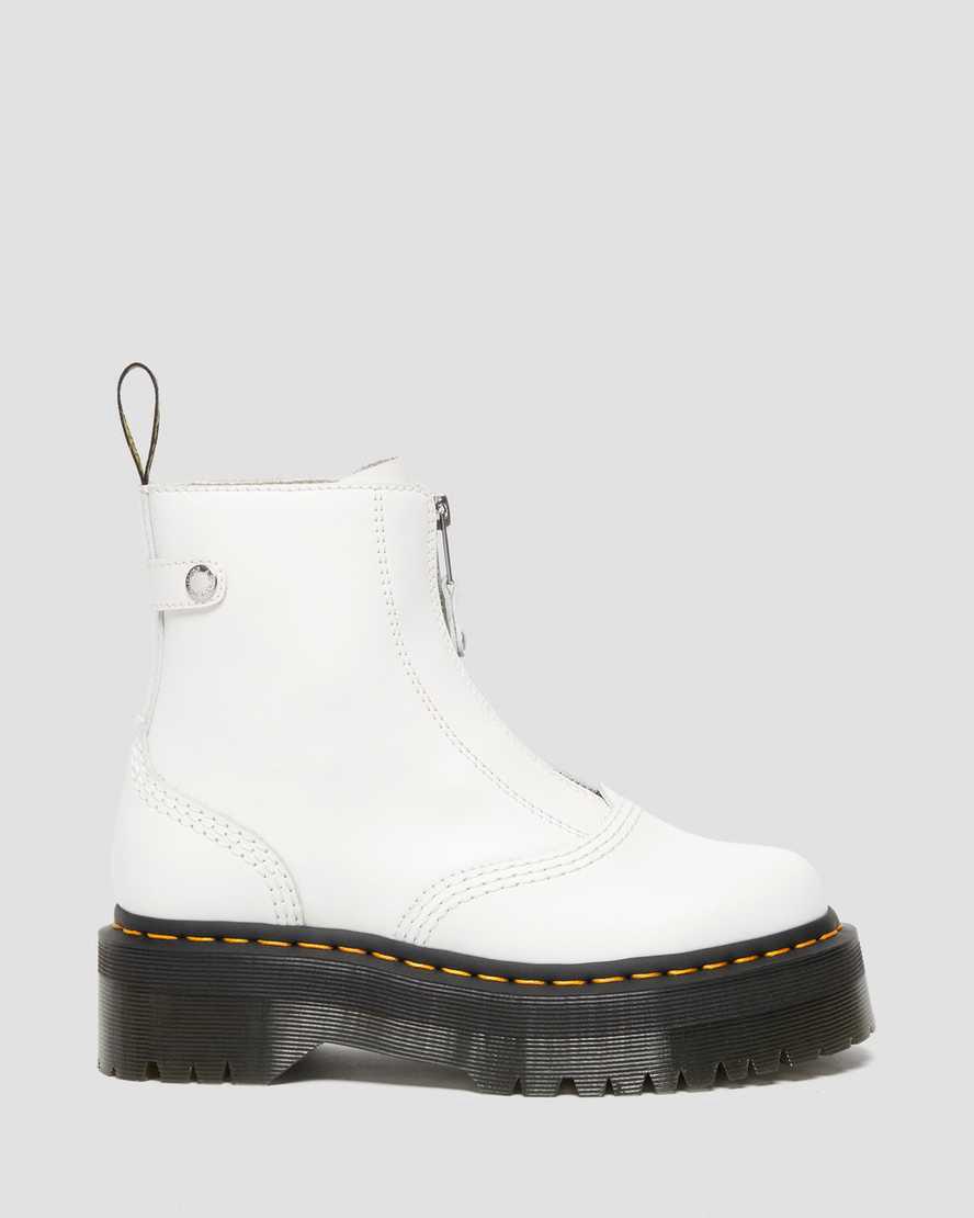 Botines Dr Martens Jetta Zipped Sendal Leather Platform Mujer Blancas  España |  96704-PMTH