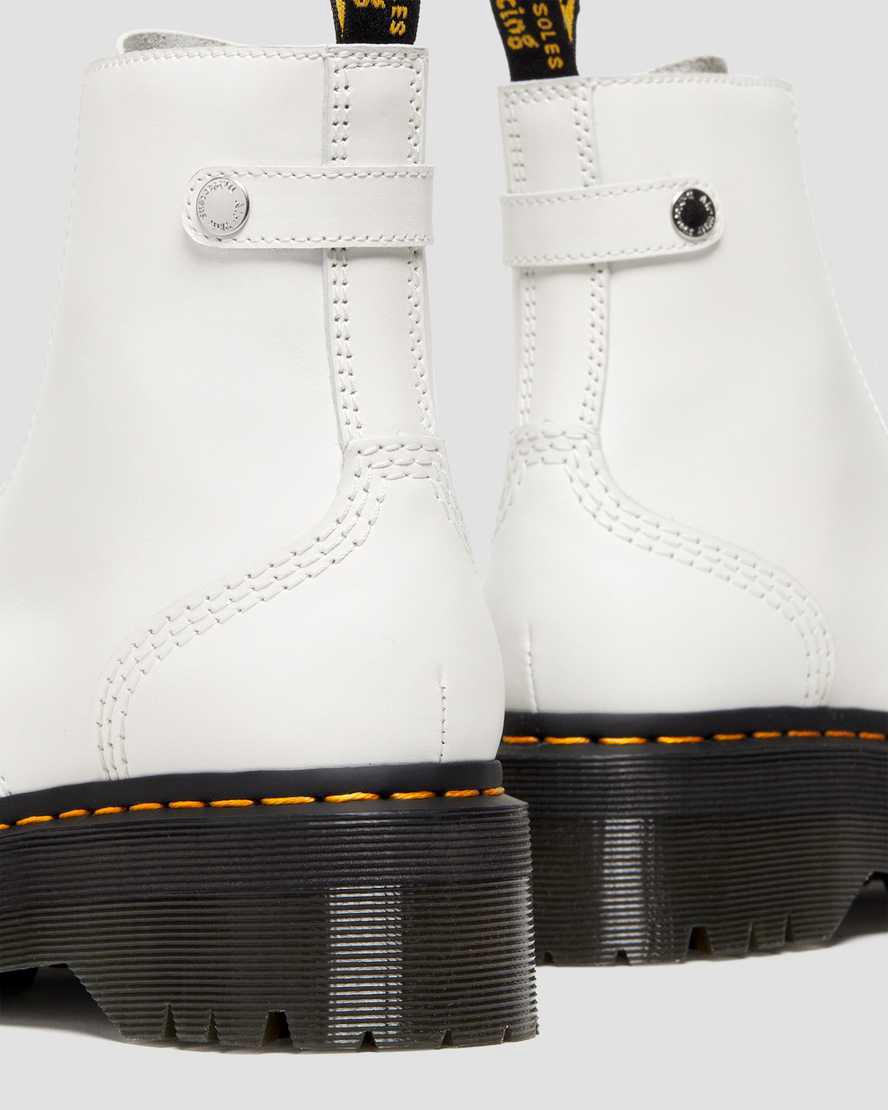 Botines Dr Martens Jetta Zipped Sendal Leather Platform Mujer Blancas  España |  96704-PMTH