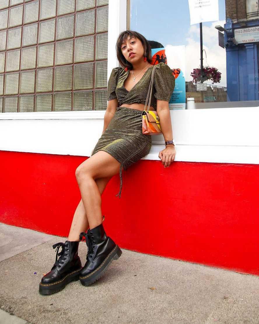 Botines Dr Martens Molly Leather Platform Mujer Negras  España |  45678-TJRE