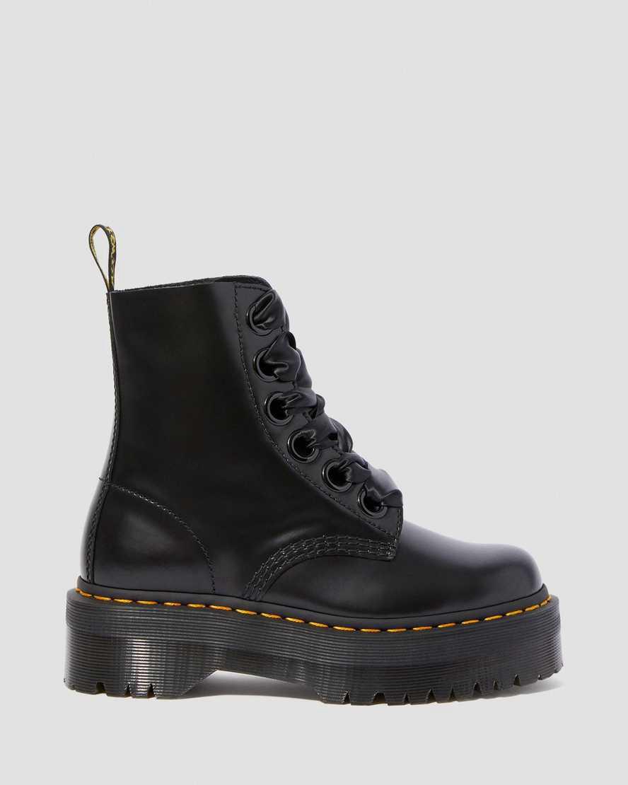 Botines Dr Martens Molly Leather Platform Mujer Negras  España |  45678-TJRE