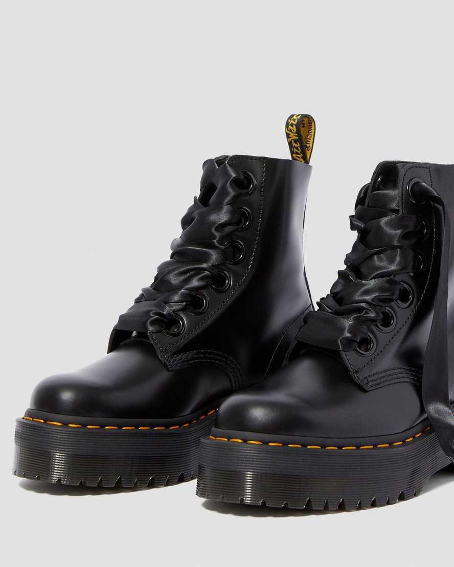 Botines Dr Martens Molly Leather Platform Mujer Negras  España |  45678-TJRE