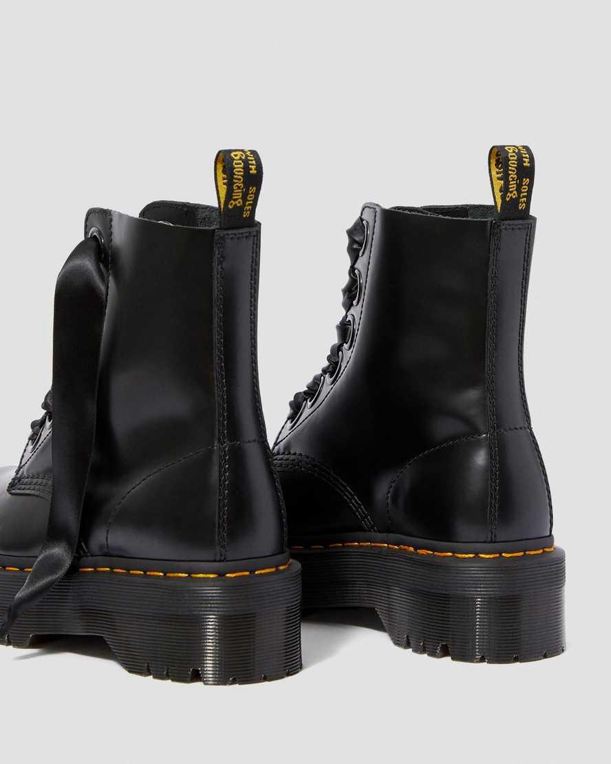 Botines Dr Martens Molly Leather Platform Mujer Negras  España |  45678-TJRE