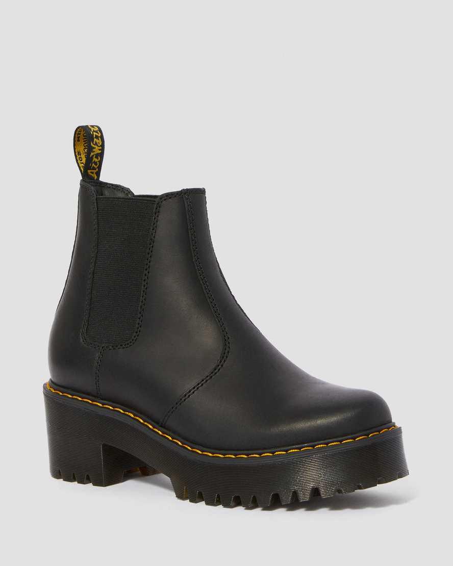 Botines Dr Martens Rometty Wyoming Leather Platform Chelsea Mujer Negras  España |  56179-HTCS