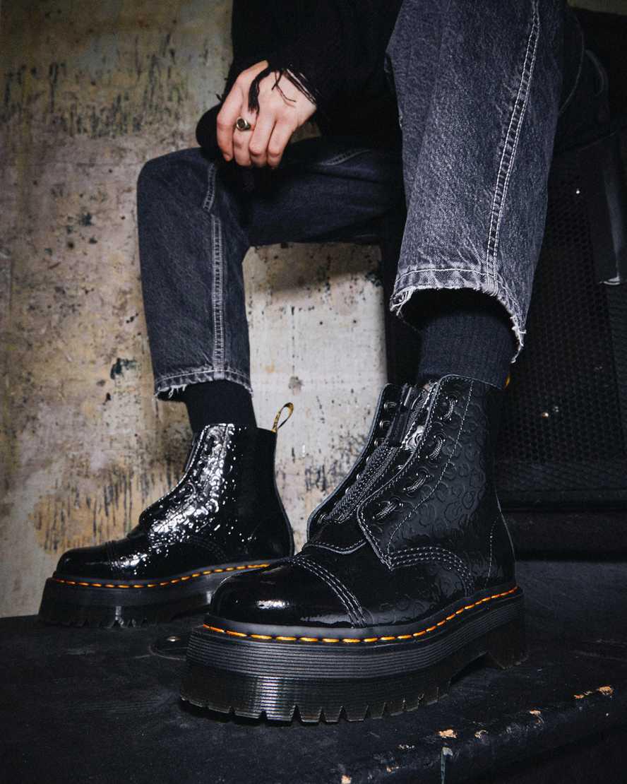 Botines Dr Martens Sinclair Leopard Emboss Patent Leather Platform Mujer Negras  España |  58643-QYZU