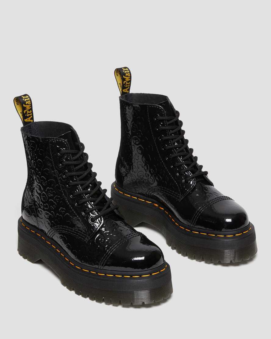Botines Dr Martens Sinclair Leopard Emboss Patent Leather Platform Mujer Negras  España |  58643-QYZU