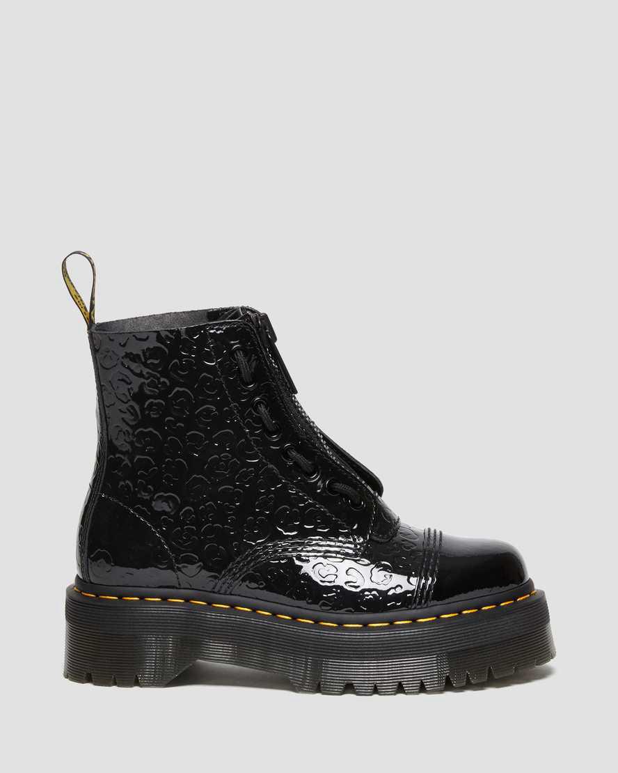 Botines Dr Martens Sinclair Leopard Emboss Patent Leather Platform Mujer Negras  España |  58643-QYZU