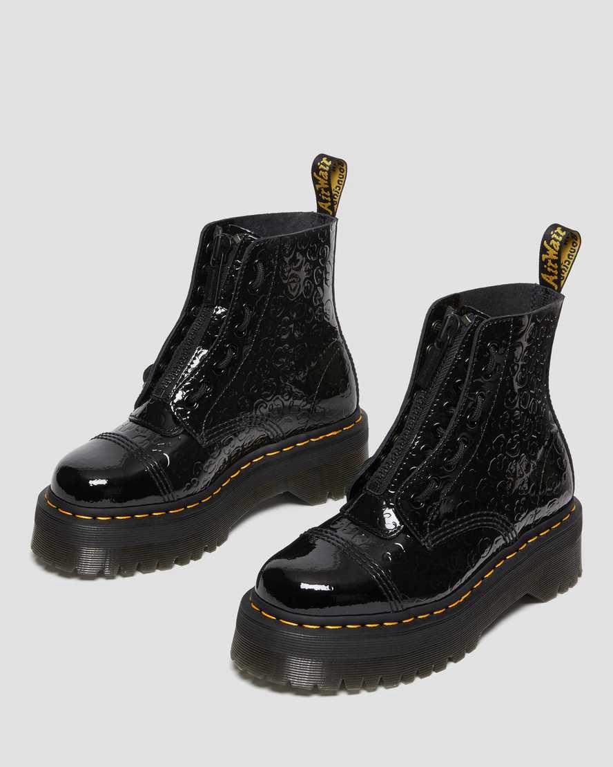 Botines Dr Martens Sinclair Leopard Emboss Patent Leather Platform Mujer Negras  España |  58643-QYZU