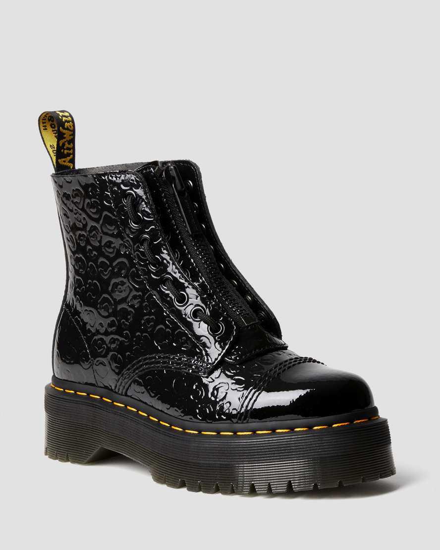 Botines Dr Martens Sinclair Leopard Emboss Patent Leather Platform Mujer Negras  España |  58643-QYZU