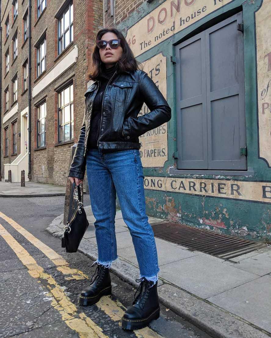 Botines Dr Martens Sinclair Milled Nappa Leather Platform Mujer Negras  España |  95067-VRCO