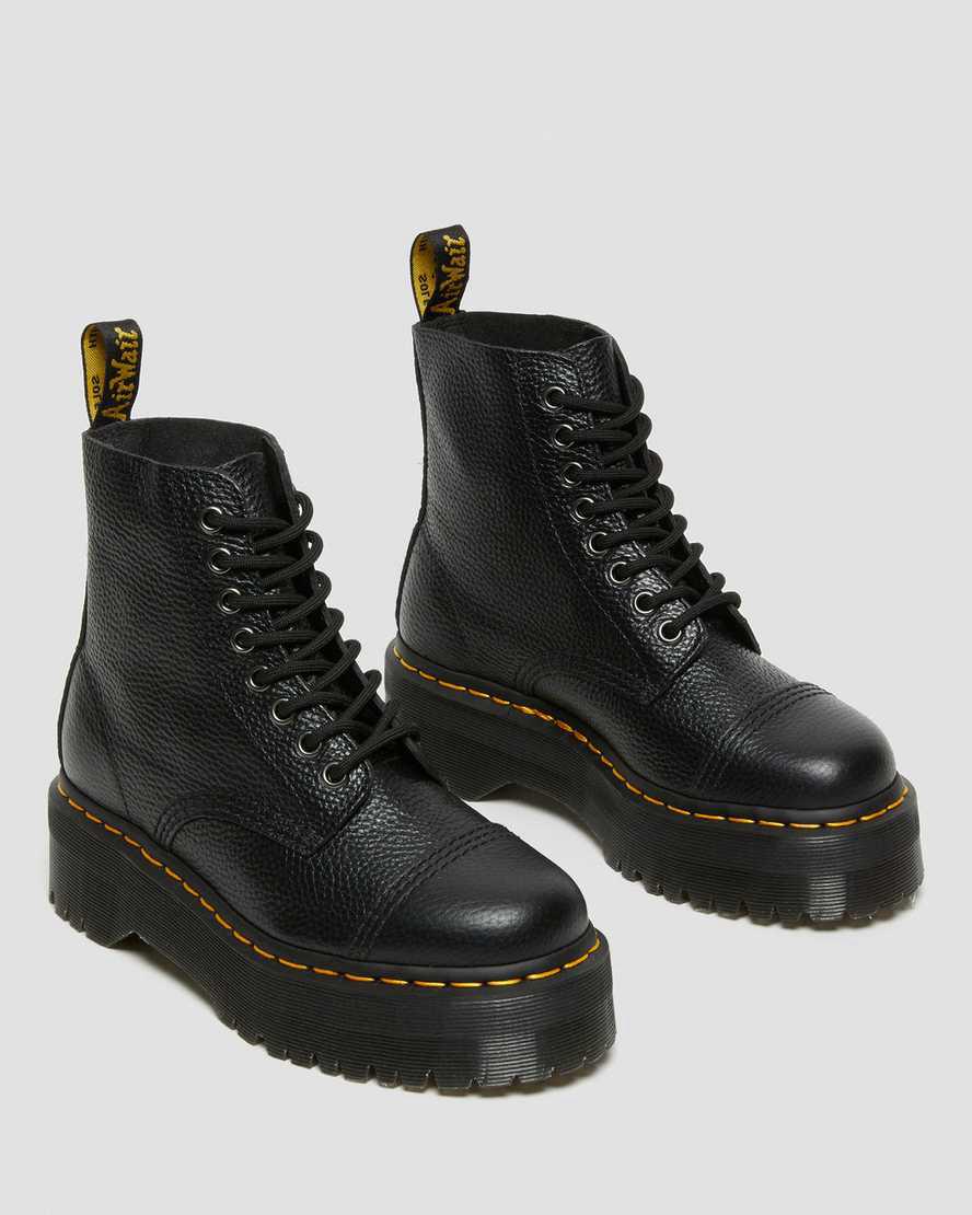 Botines Dr Martens Sinclair Milled Nappa Leather Platform Mujer Negras  España |  95067-VRCO