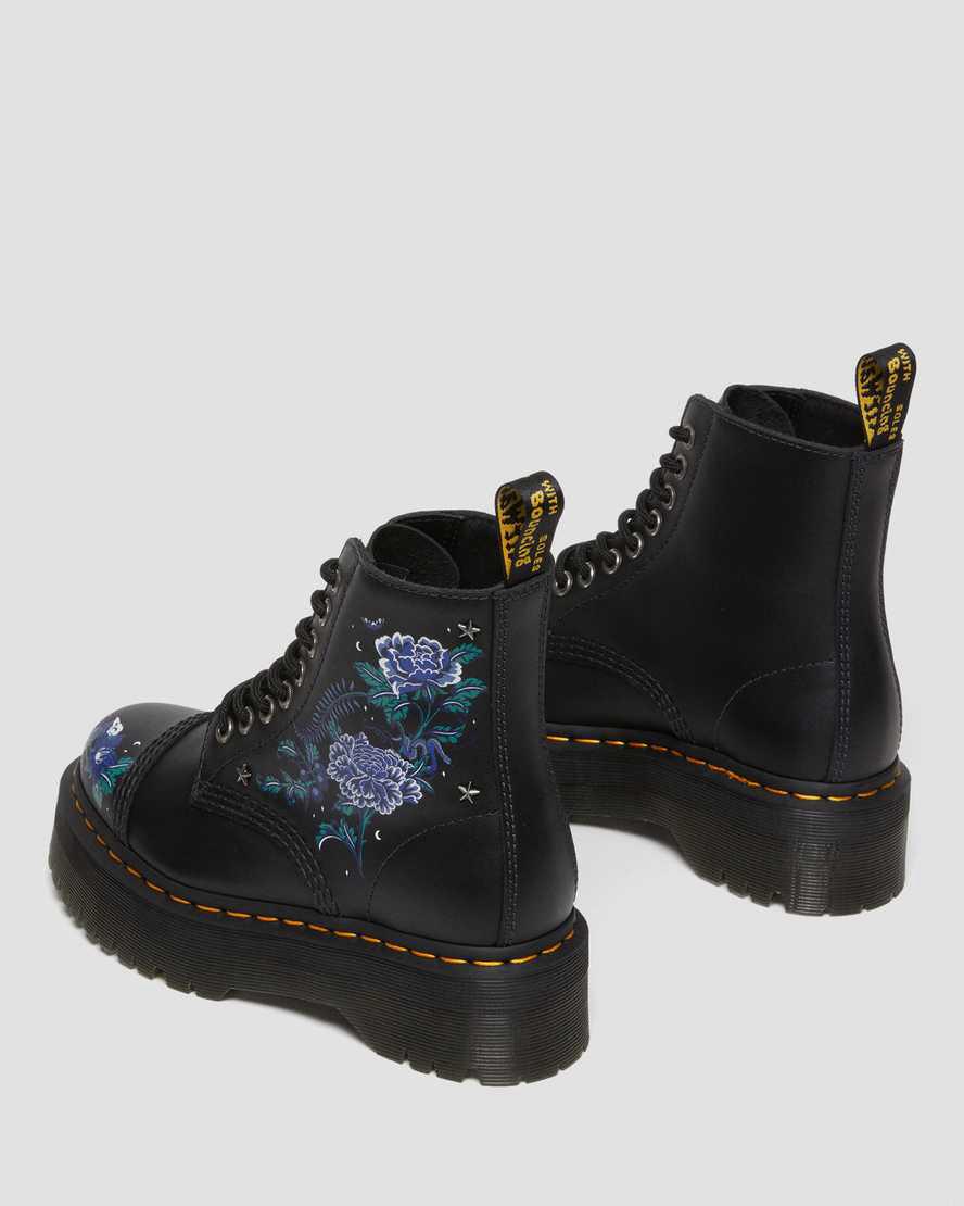 Botines Dr Martens Sinclair Mystic Floral Leather Platform Mujer Negras  España |  67325-ESYZ