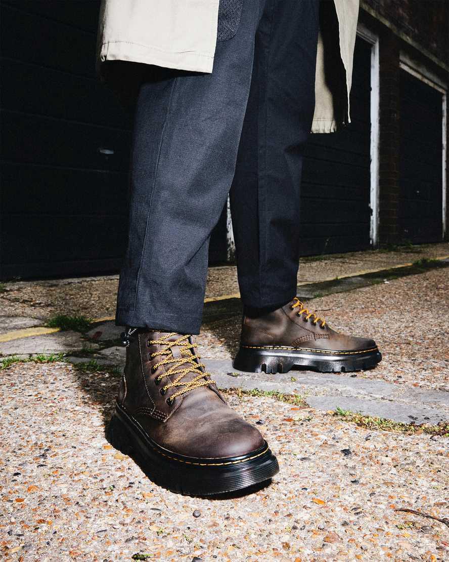 Botines Dr Martens Tarik Crazy Horse Leather Utility Mujer Marrones Oscuro  España |  87519-IRXG