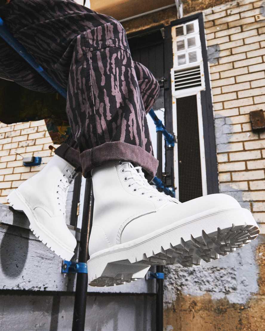 Botines Dr Martens Vegan 1460 Bex Kemble Mono Platform Mujer Blancas  España |  81734-KBTZ