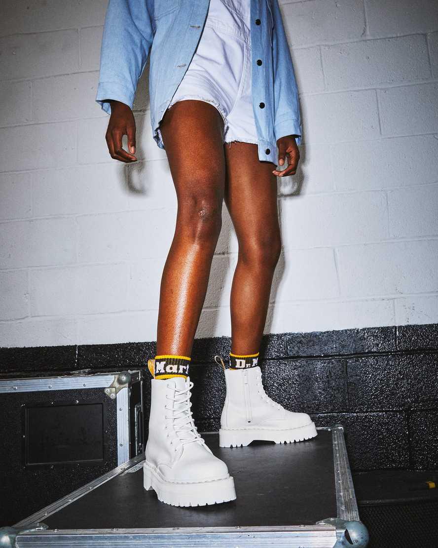 Botines Dr Martens Vegan Jadon II Boot Kemble Mono Platforms Hombre Blancas  España |  16785-OZLJ