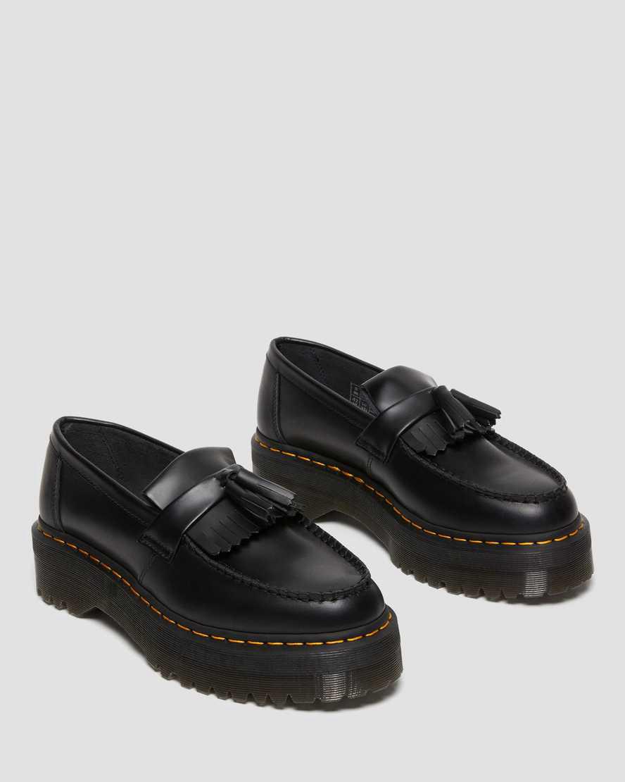 Loafers Dr Martens Adrian Leather Platform Tassel Mujer Negras  España |  83054-VJCW