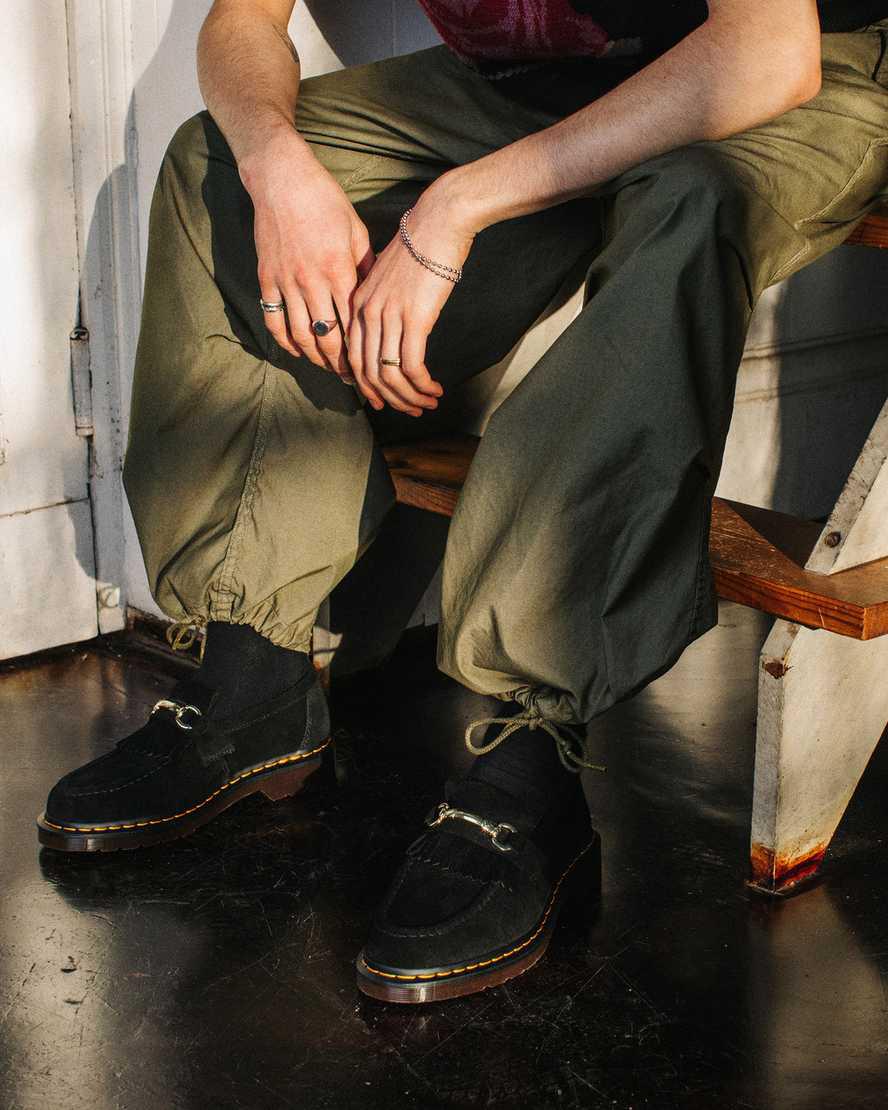 Loafers Dr Martens Adrian Snaffle Suede Hombre Negras  España |  83970-ULJB