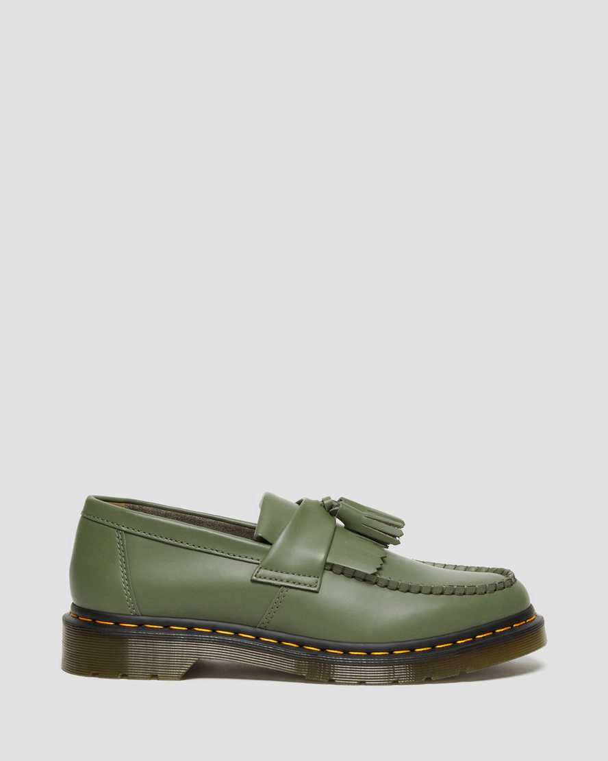 Loafers Dr Martens Adrian Yellow Stitch Leather Tassel Hombre Kaki Verde  España |  01732-XIMD