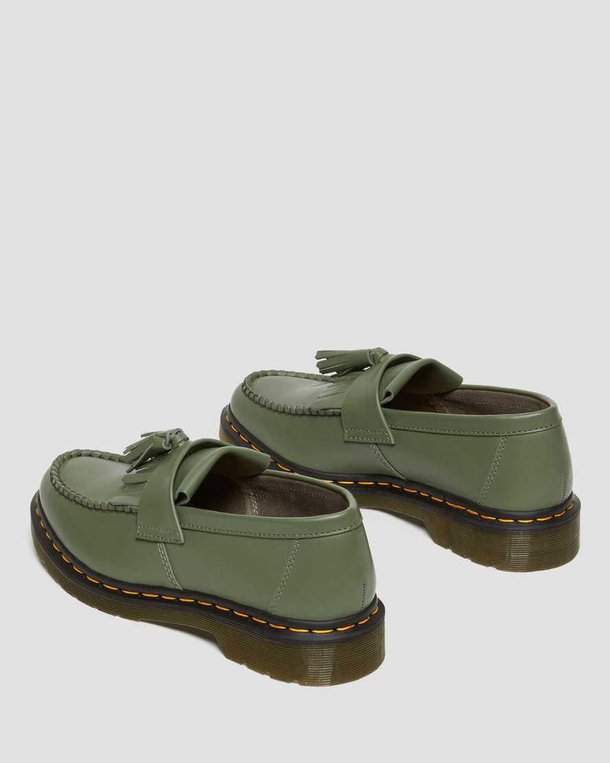 Loafers Dr Martens Adrian Yellow Stitch Leather Tassel Mujer Kaki Verde  España |  26415-TWBQ