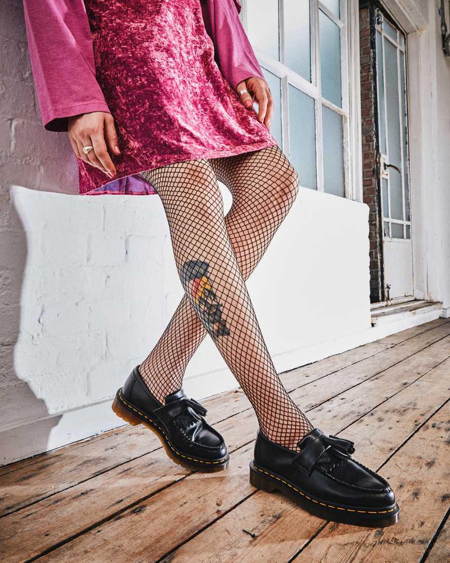 Loafers Dr Martens Adrian Yellow Stitch Leather Tassel Mujer Negras  España |  47150-HFIW