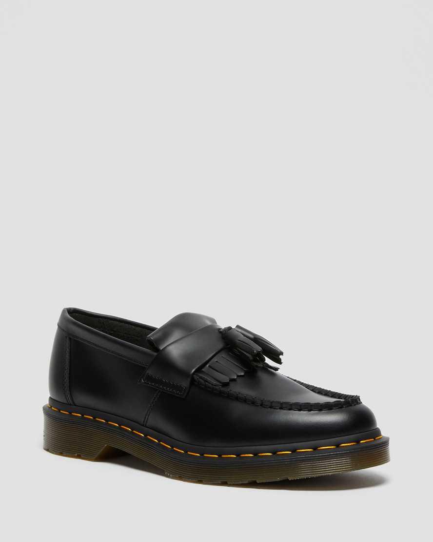 Loafers Dr Martens Adrian Yellow Stitch Leather Tassel Mujer Negras  España |  47150-HFIW