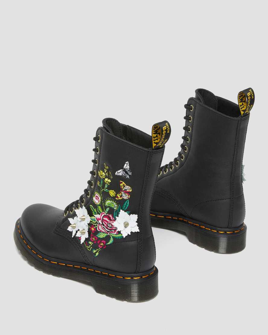 Originals Boots Dr Martens 1490 Floral Bloom Leather Mid-Calf Mujer Negras  España |  05862-FNRJ