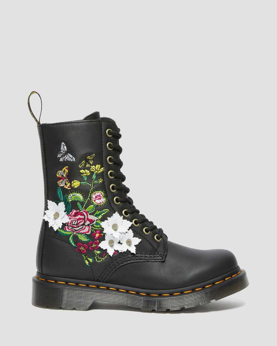Originals Boots Dr Martens 1490 Floral Bloom Leather Mid-Calf Mujer Negras  España |  05862-FNRJ