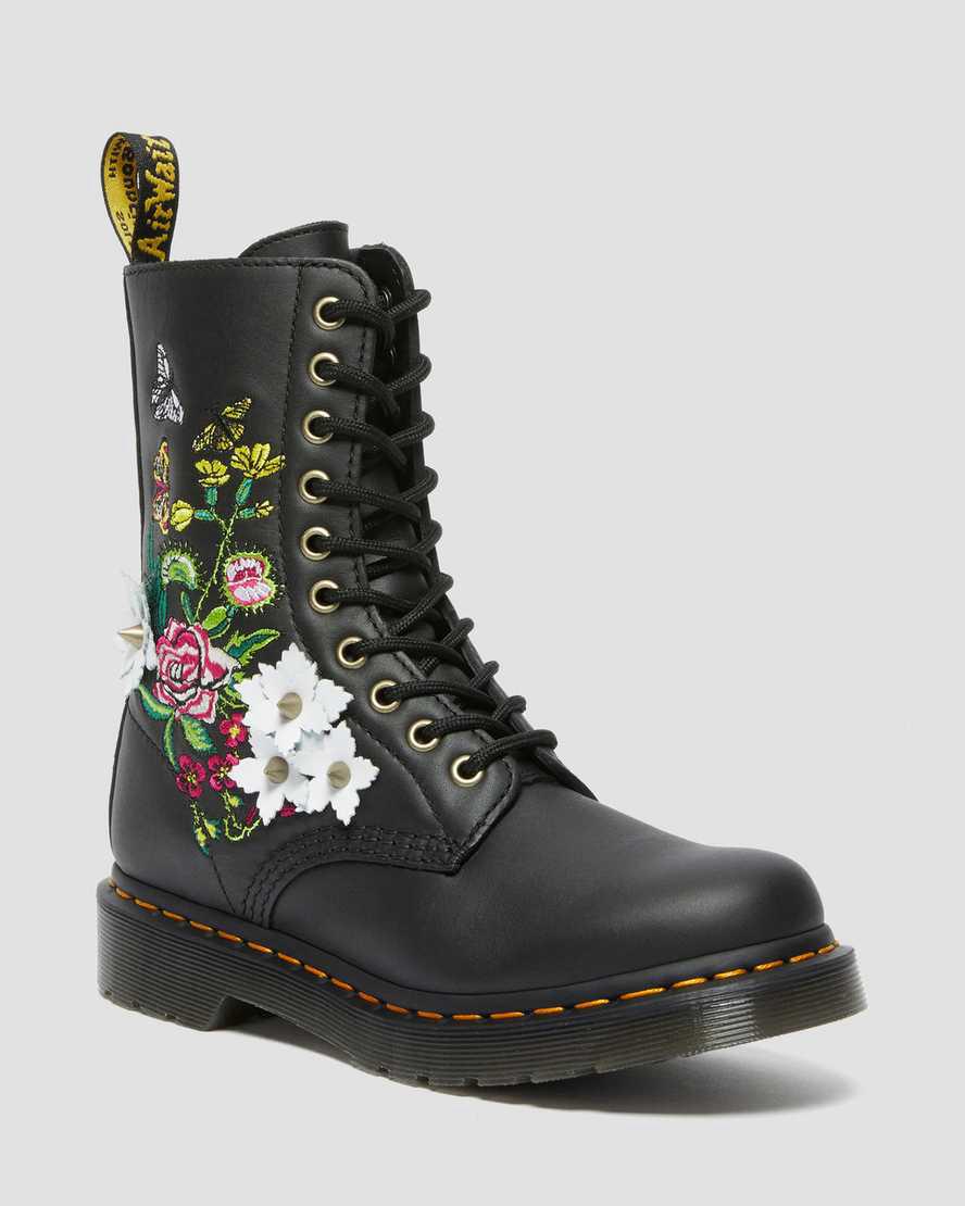 Originals Boots Dr Martens 1490 Floral Bloom Leather Mid-Calf Mujer Negras  España |  05862-FNRJ