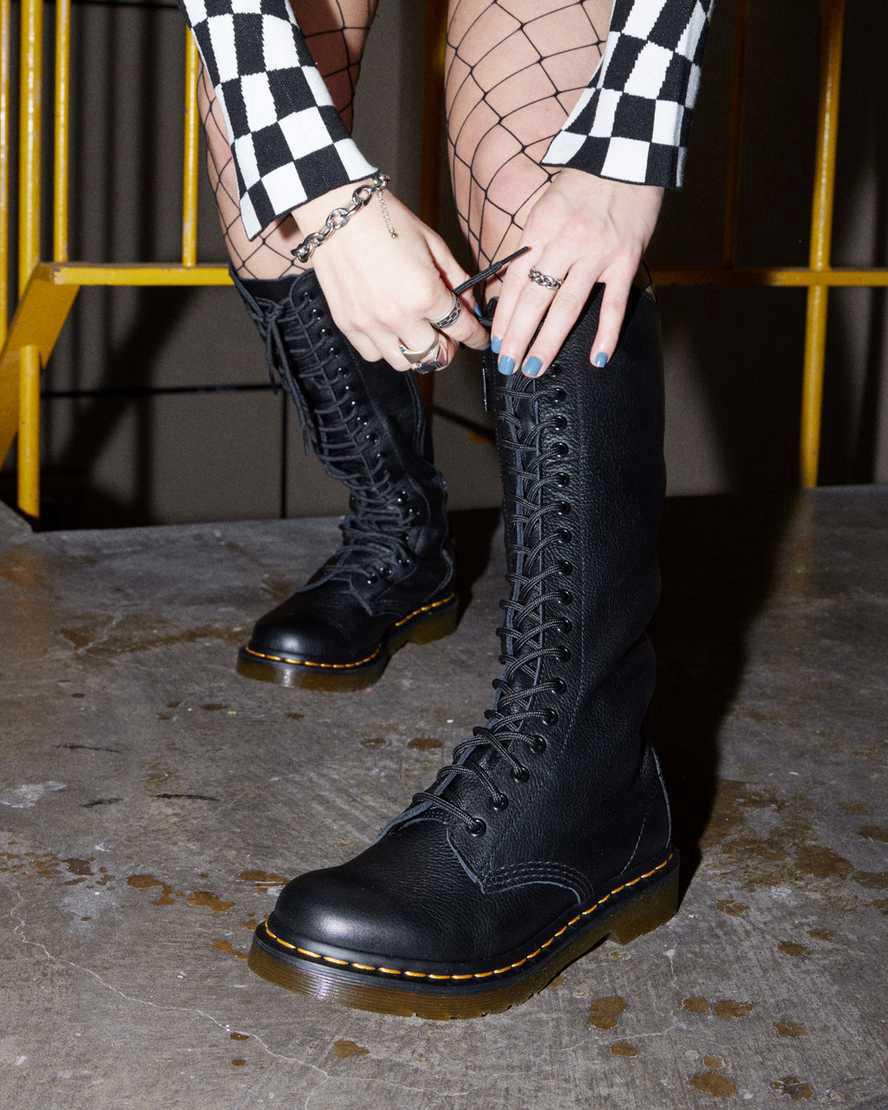 Originals Boots Dr Martens 1B60 Virginia Leather Knee High Mujer Negras  España |  12063-PIOT