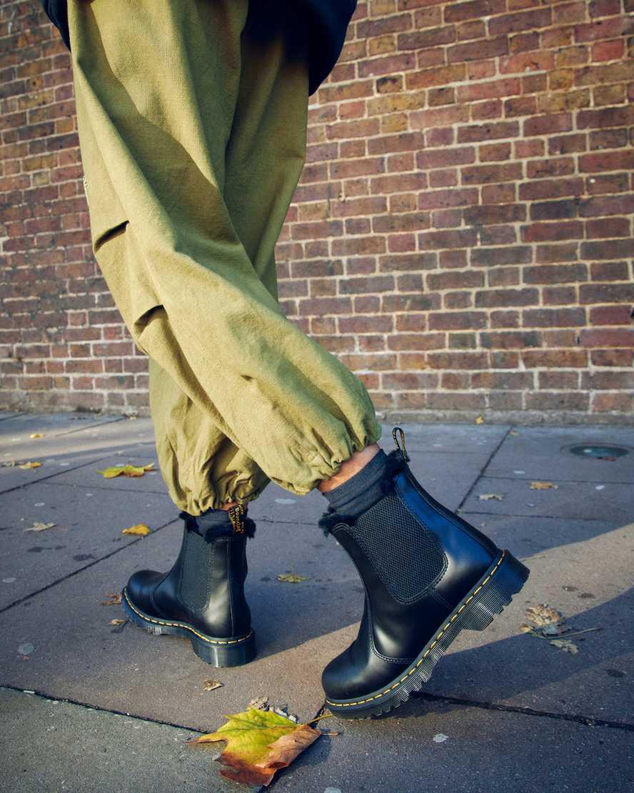 Originals Boots Dr Martens 2976 Leonore Faux Fur Lined Chelsea Mujer Gris Oscuro  España |  01839-WUXS