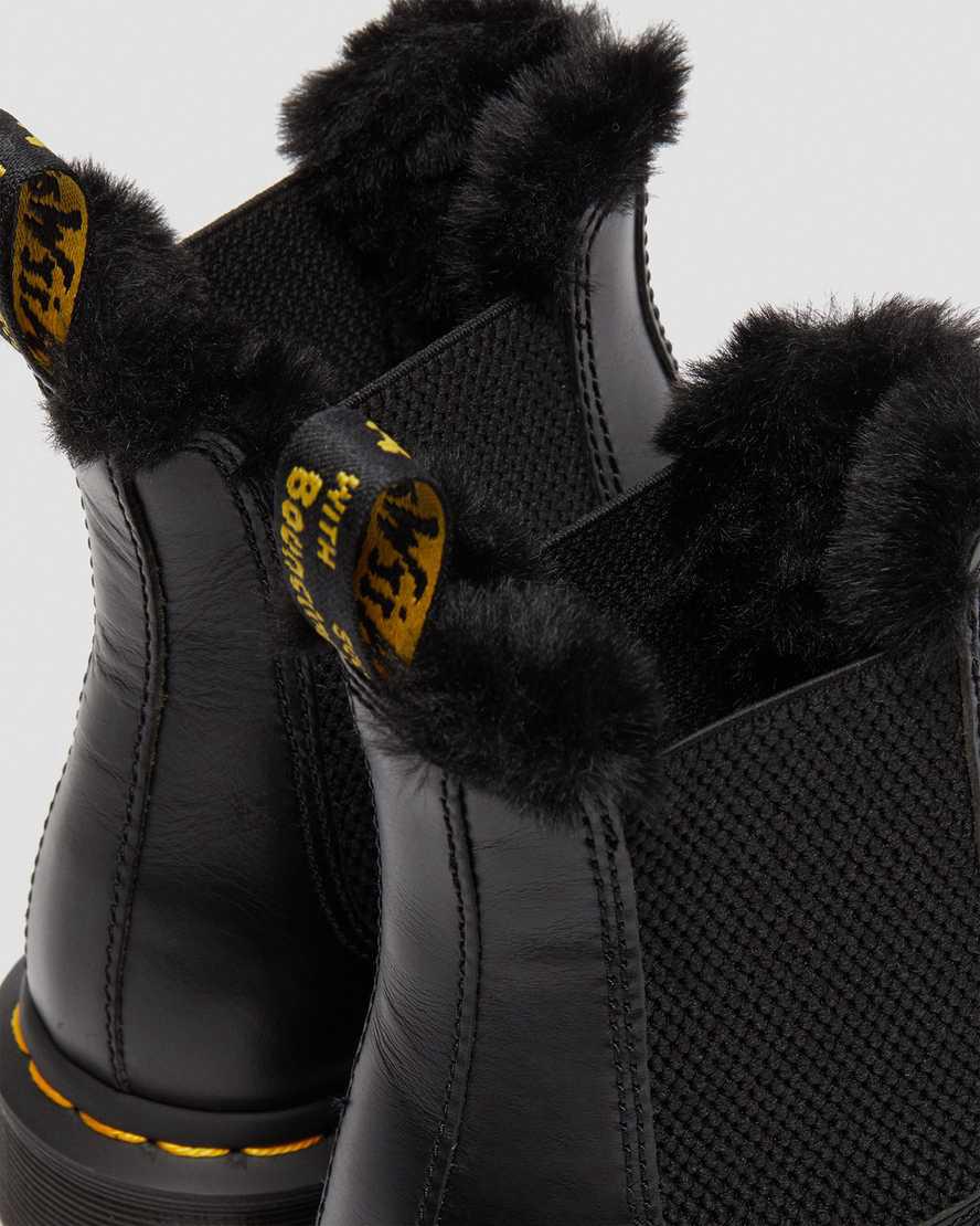 Originals Boots Dr Martens 2976 Leonore Faux Fur Lined Chelsea Mujer Gris Oscuro  España |  01839-WUXS