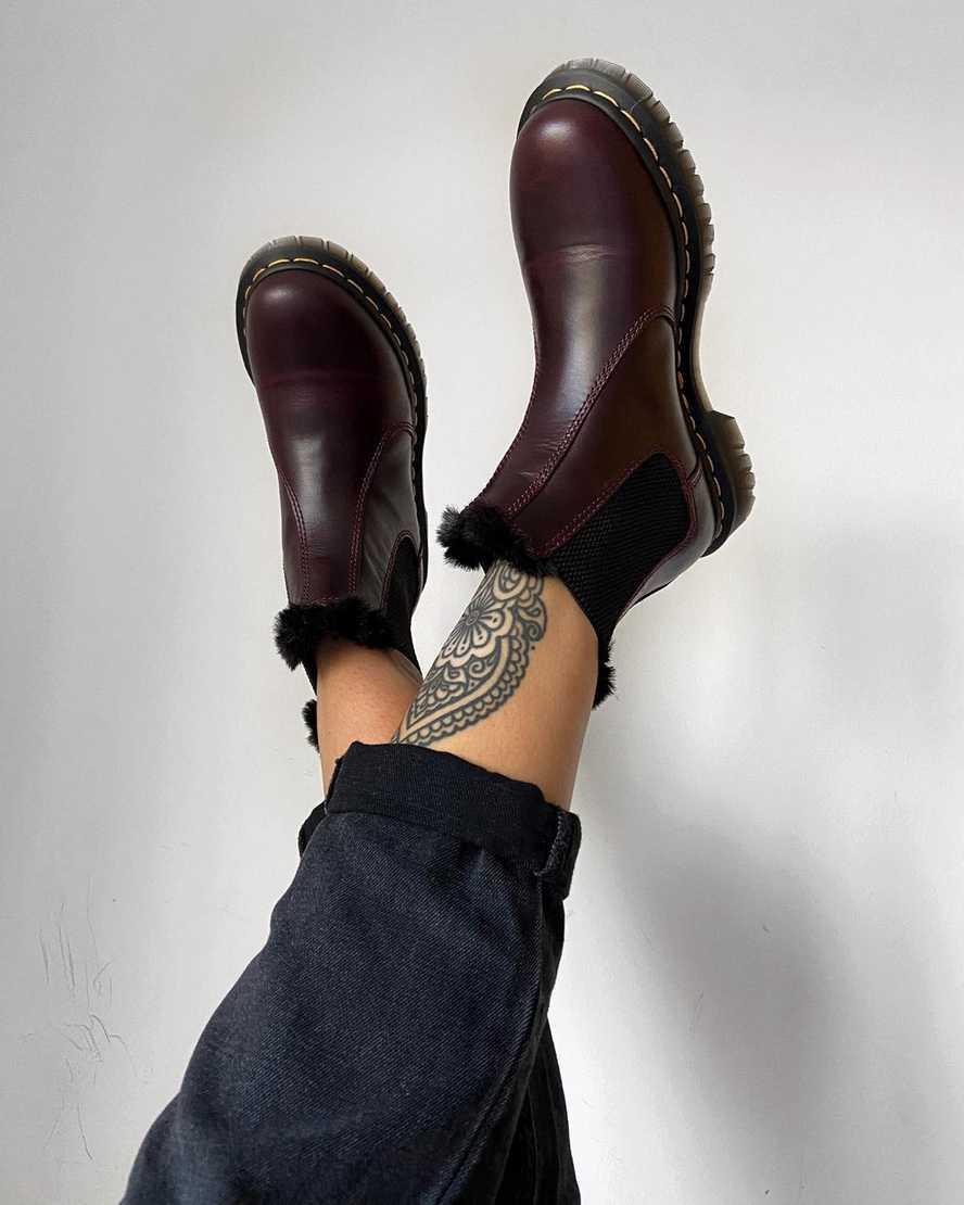 Originals Boots Dr Martens 2976 Leonore Faux Fur Lined Chelsea Mujer Burdeos  España |  86125-KJPR