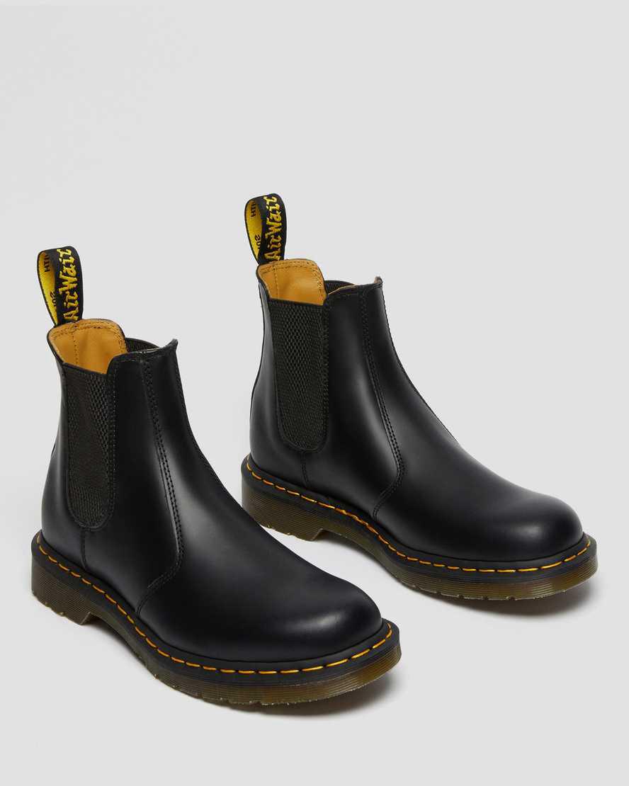 Originals Boots Dr Martens 2976 Yellow Stitch Smooth Leather Chelsea Hombre Negras  España |  54169-DOKV