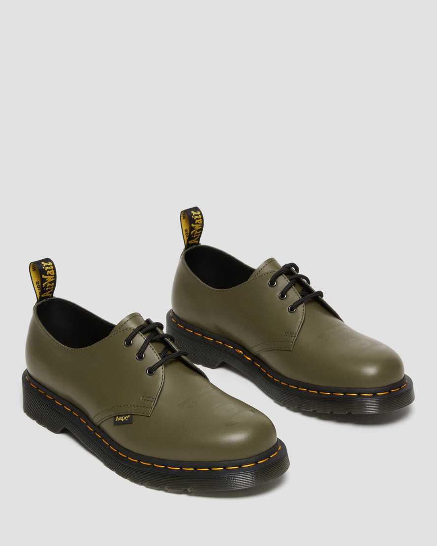 Zapatos Oxford Dr Martens 1461 AAPE Smooth Leather Mujer Verde Oliva Verde  España |  07684-FKEM