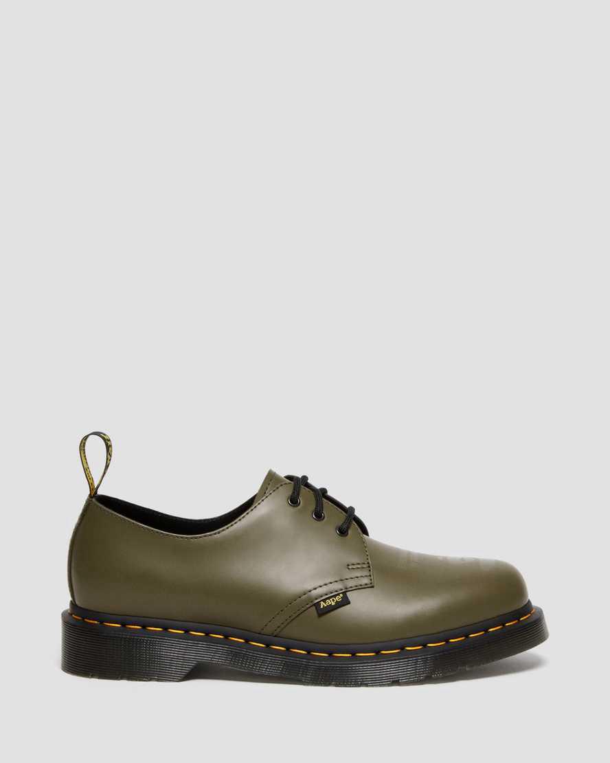 Zapatos Oxford Dr Martens 1461 AAPE Smooth Leather Mujer Verde Oliva Verde  España |  07684-FKEM