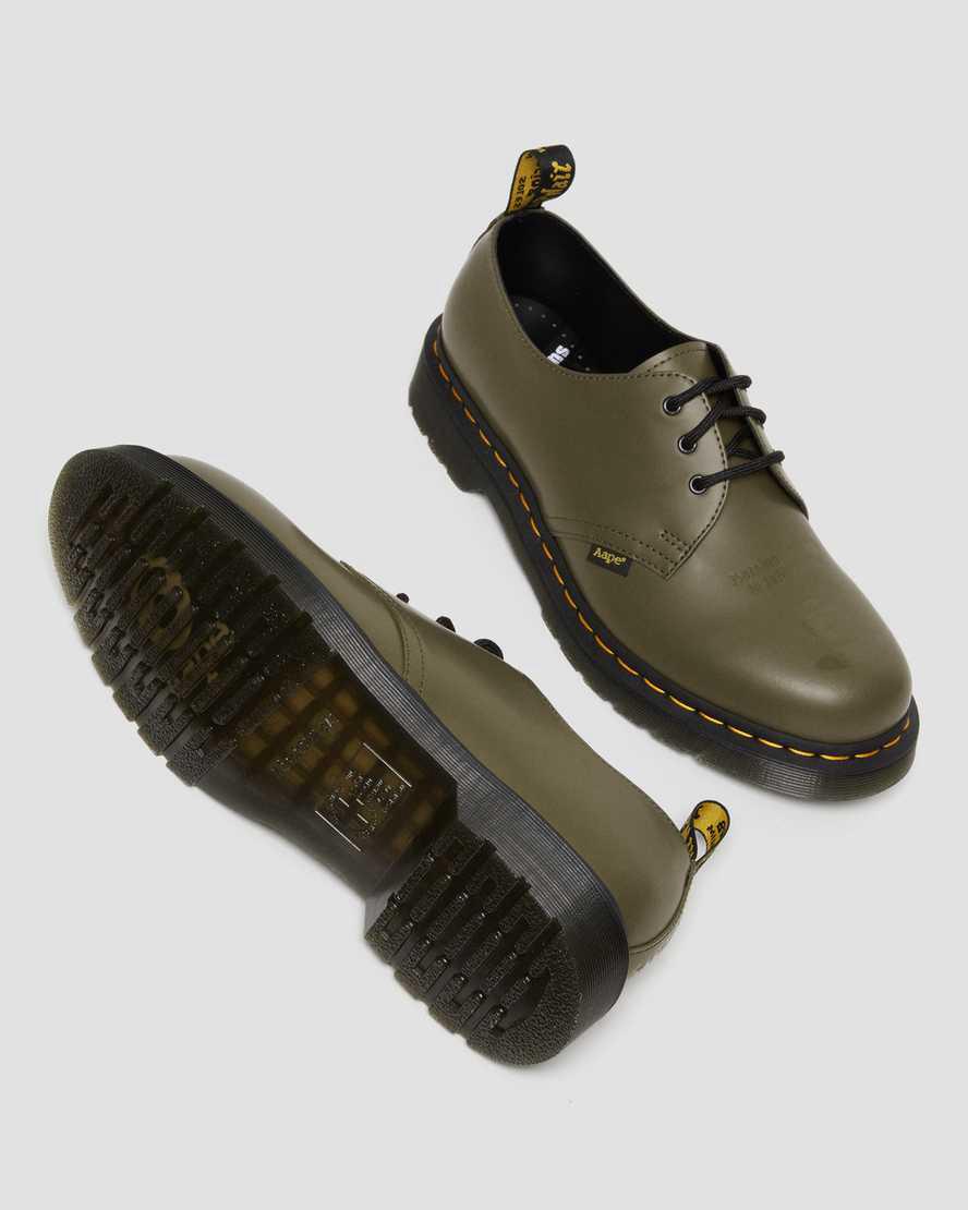 Zapatos Oxford Dr Martens 1461 AAPE Smooth Leather Mujer Verde Oliva Verde  España |  07684-FKEM
