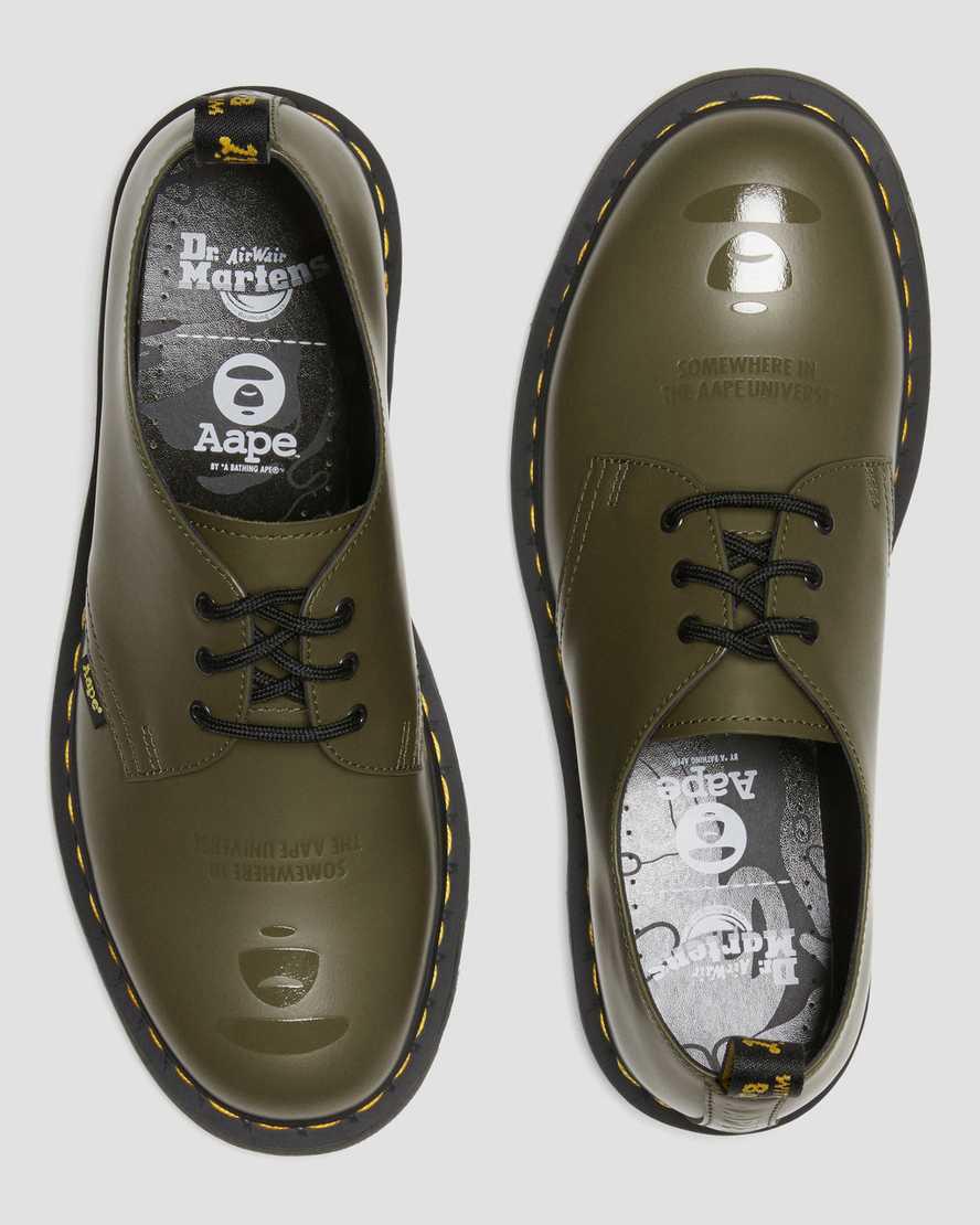 Zapatos Oxford Dr Martens 1461 AAPE Smooth Leather Mujer Verde Oliva Verde  España |  07684-FKEM