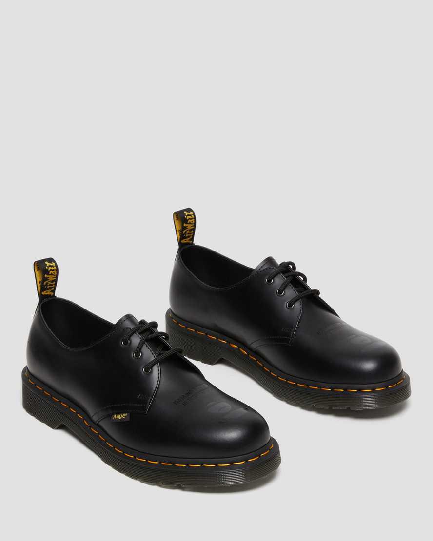 Zapatos Oxford Dr Martens 1461 AAPE Smooth Leather Mujer Negras  España |  57921-AZTN