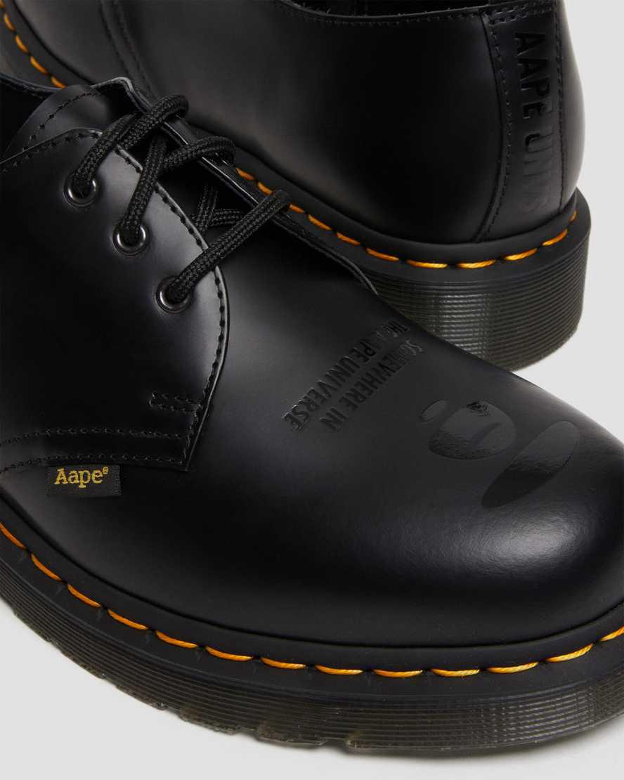 Zapatos Oxford Dr Martens 1461 AAPE Smooth Leather Mujer Negras  España |  57921-AZTN