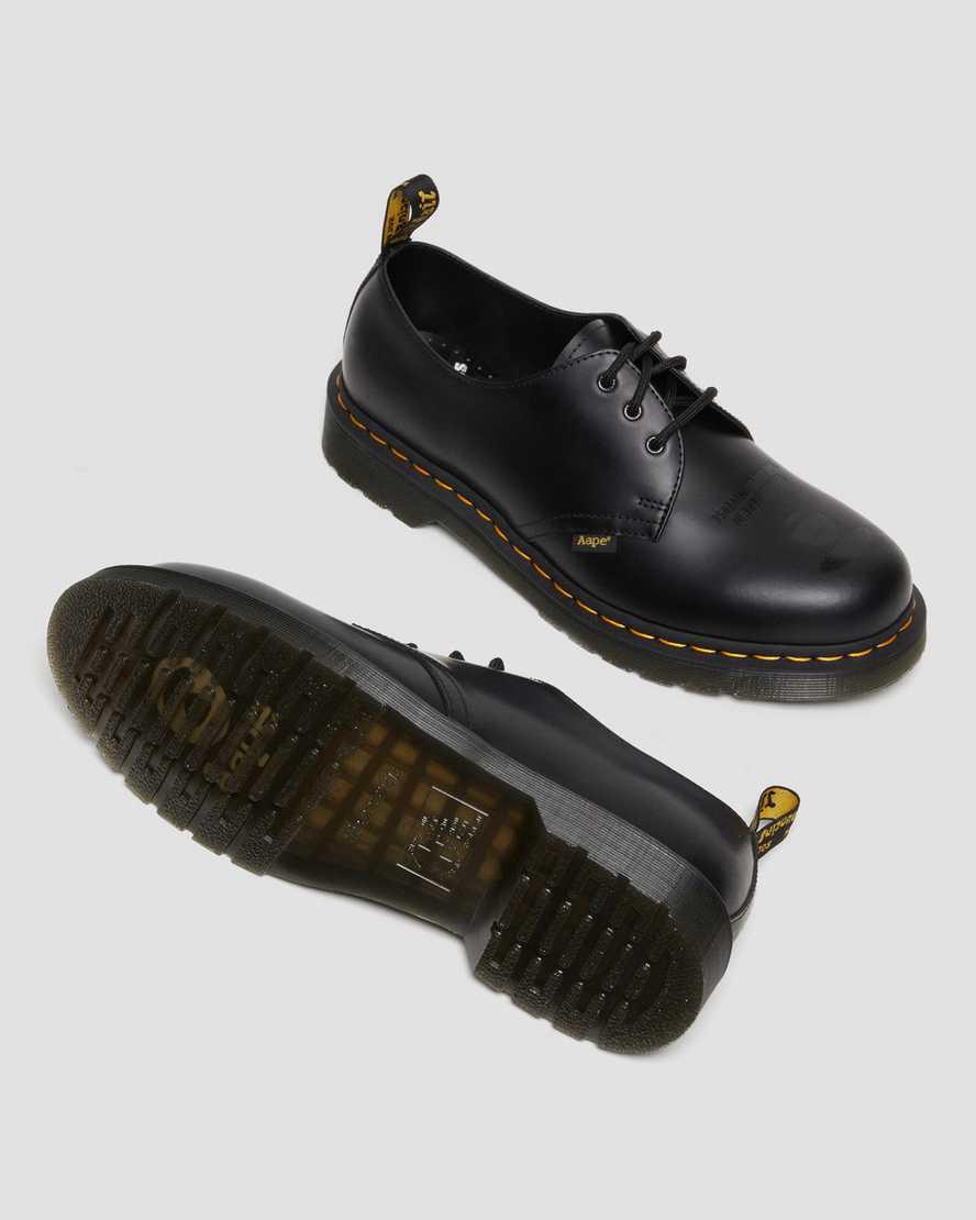 Zapatos Oxford Dr Martens 1461 AAPE Smooth Leather Mujer Negras  España |  57921-AZTN
