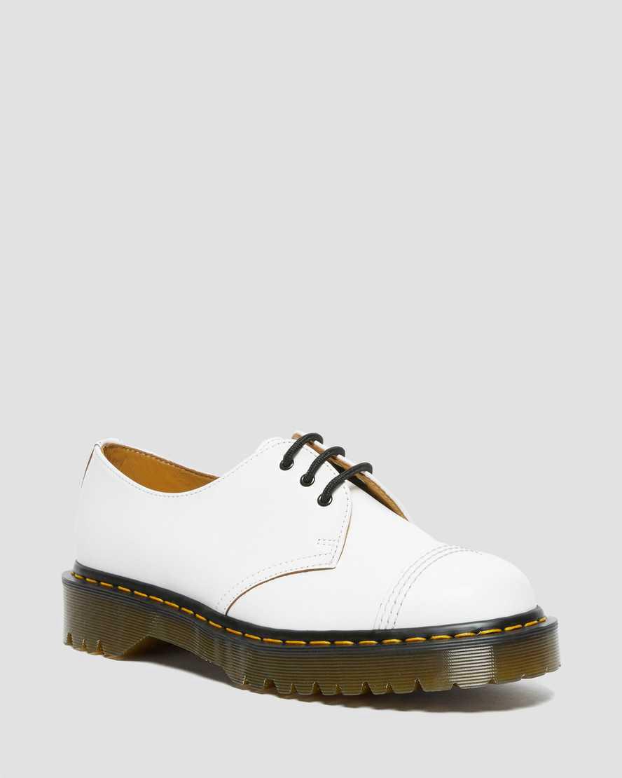 Zapatos Oxford Dr Martens 1461 Bex Made in England Toe Cap Mujer Blancas  España |  19064-MWTL