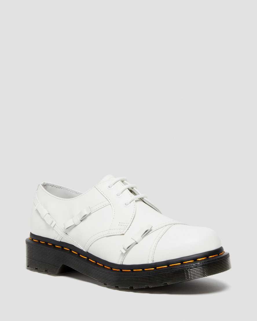 Zapatos Oxford Dr Martens 1461 Bow Smooth Leather Mujer Blancas  España |  27614-JFOX
