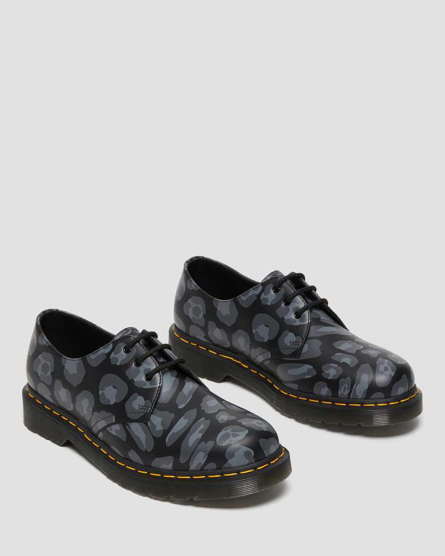 Zapatos Oxford Dr Martens 1461 Distorted Leopard Print Hombre Negras  España |  16078-ROIS