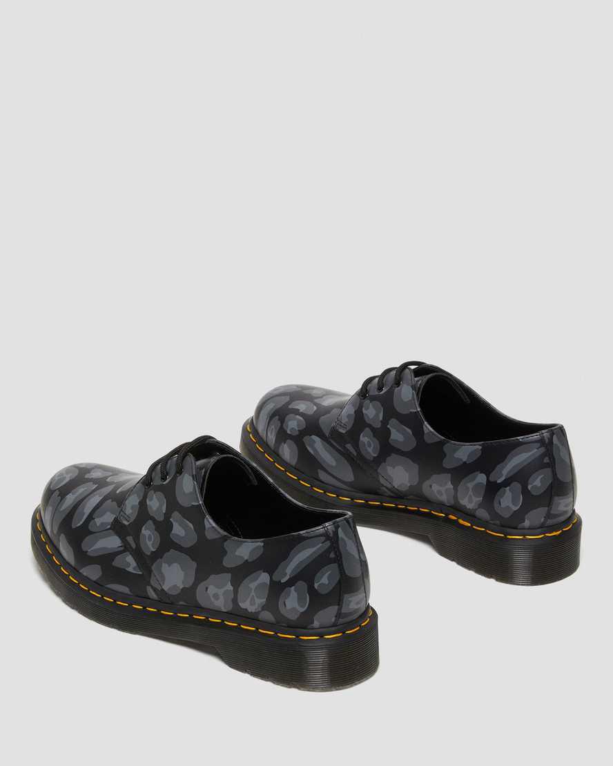 Zapatos Oxford Dr Martens 1461 Distorted Leopard Print Mujer Negras  España |  21590-GWOC
